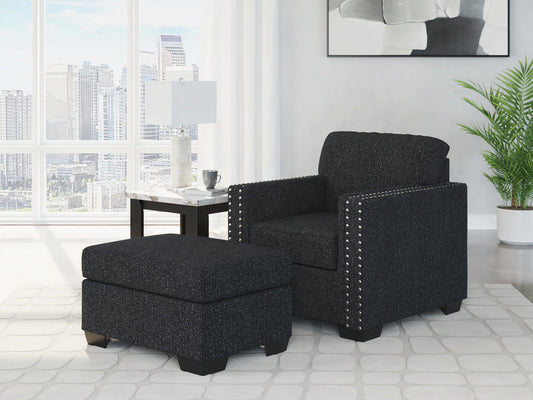 Jasmine Peaks - 2 Pc. - Chair, Ottoman - Coal