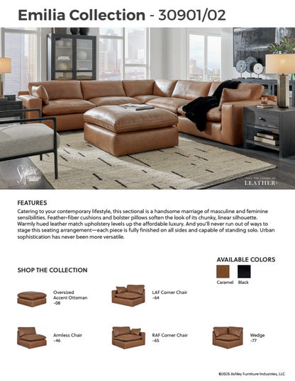 Emilia - 4-Piece Sectional - Black