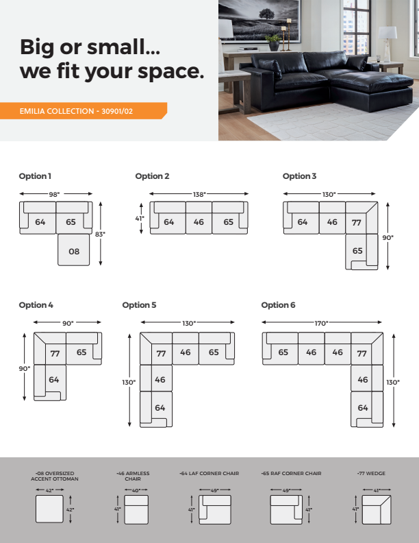 Emilia - 4-Piece Sectional - Black