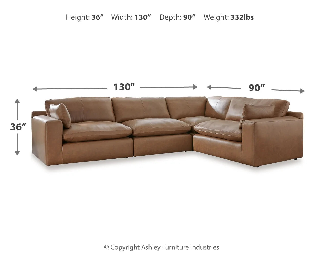 Emilia - Caramel - 4-Piece Sectional 2