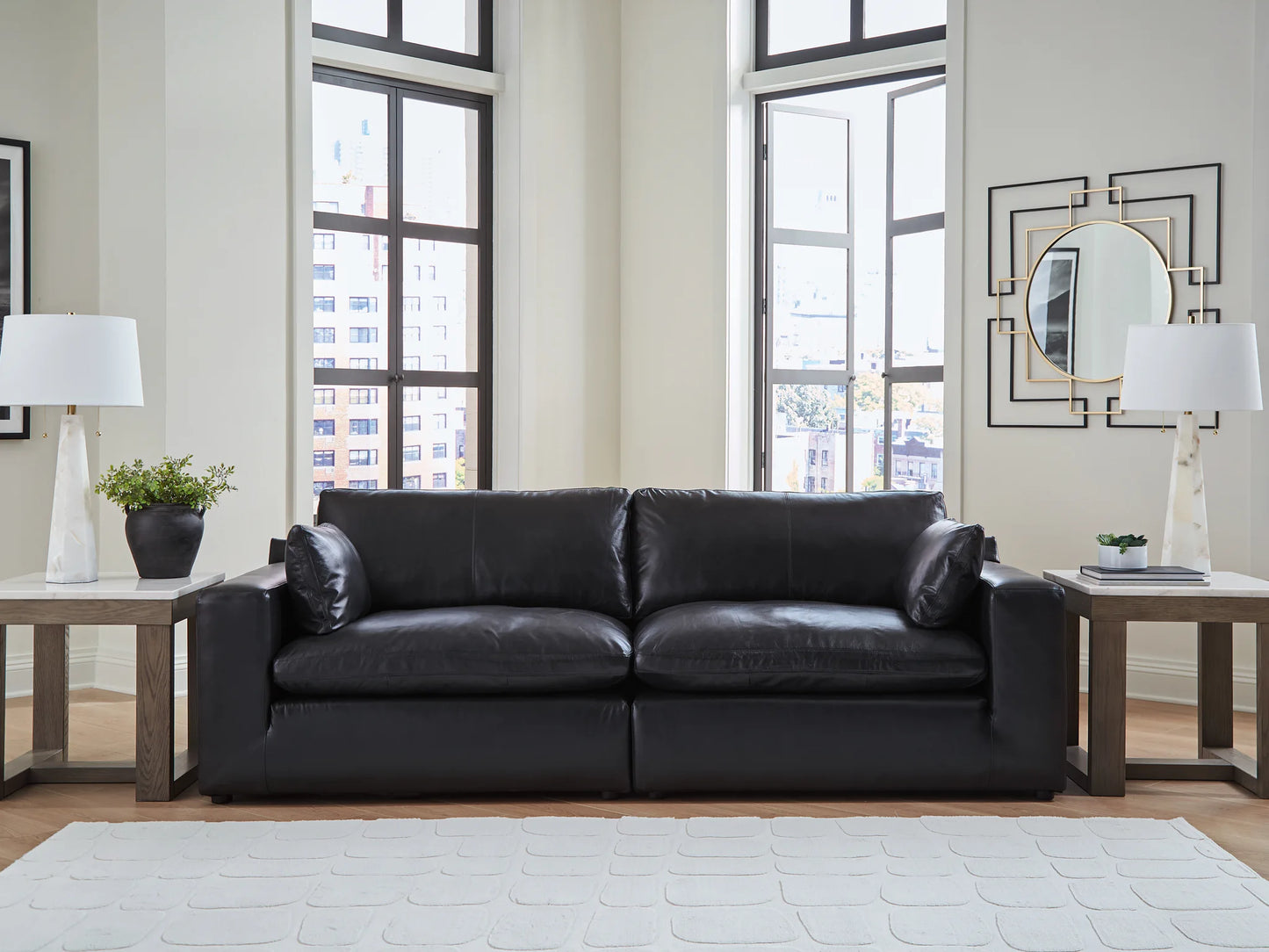 Emilia - 2-Piece Sectional Loveseat - Black