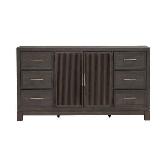 Modern Edge - 2 Door 6 Drawer Dresser - Brown