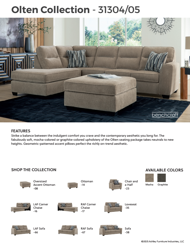 Olten - Graphite - 2-Piece Sectional With RAF Corner Chaise
