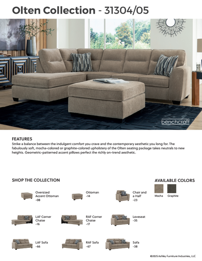 Olten - Graphite - 2-Piece Sectional With RAF Corner Chaise