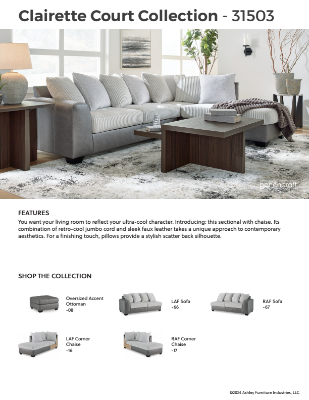 Clairette Court - Alloy - 2-Piece Sectional With Raf Corner Chaise