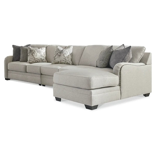 Dellara - Chalk - 3-Piece Sectional With Raf Corner Chaise And Armless Loveseat