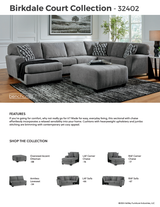 Birkdale Court - Gray - 3-Piece Sectional With Laf Corner Chaise