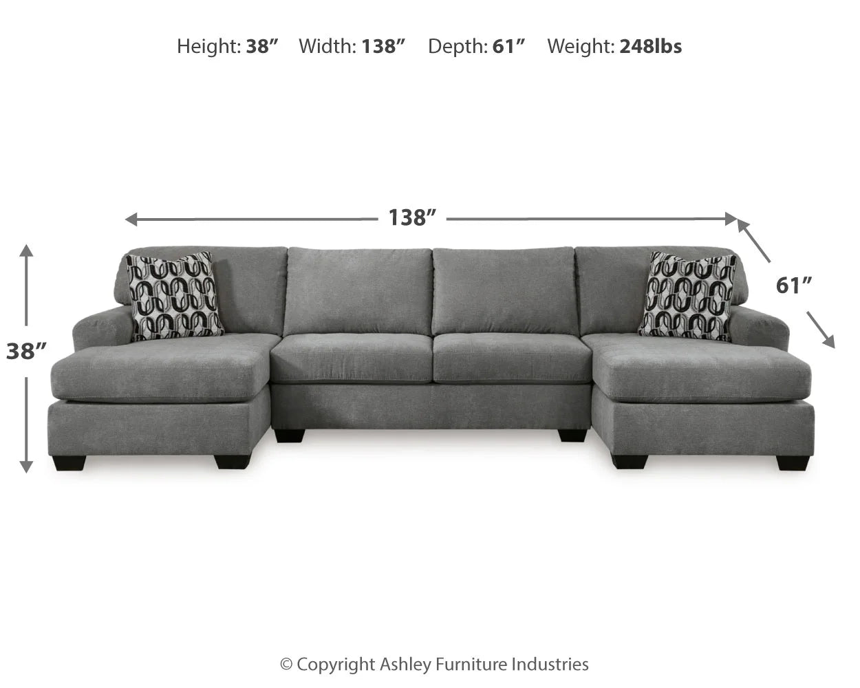 Birkdale Court - Gray - 3-Piece Sectional With LAF And RAF Corner Chaises
