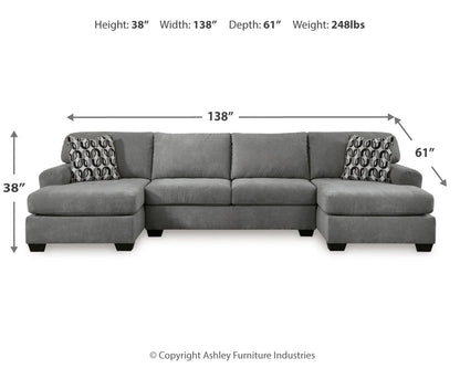 Birkdale Court - Gray - 3-Piece Sectional With LAF And RAF Corner Chaises