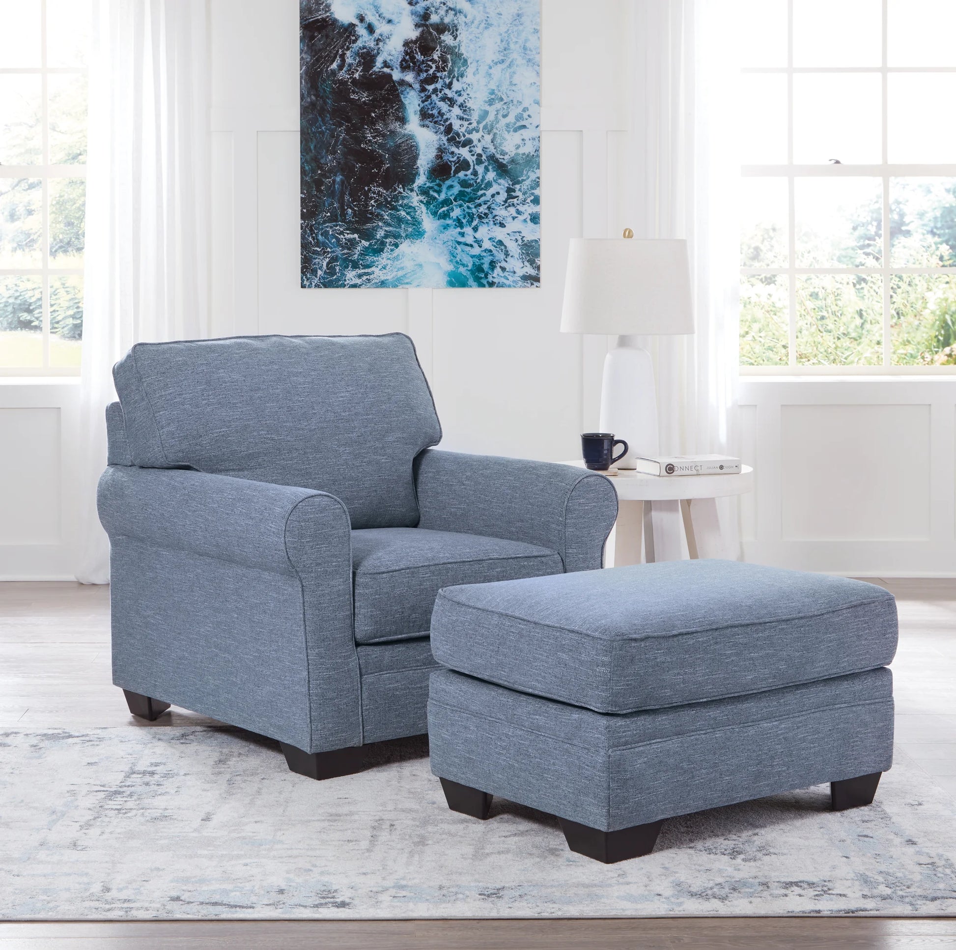 Carissa Manor - Denim - 2 Pc. - Chair, Ottoman