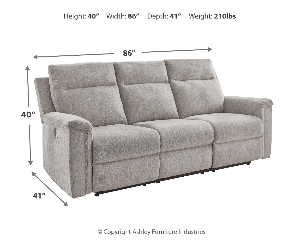 Barnsana - Ash - Power Reclining Sofa