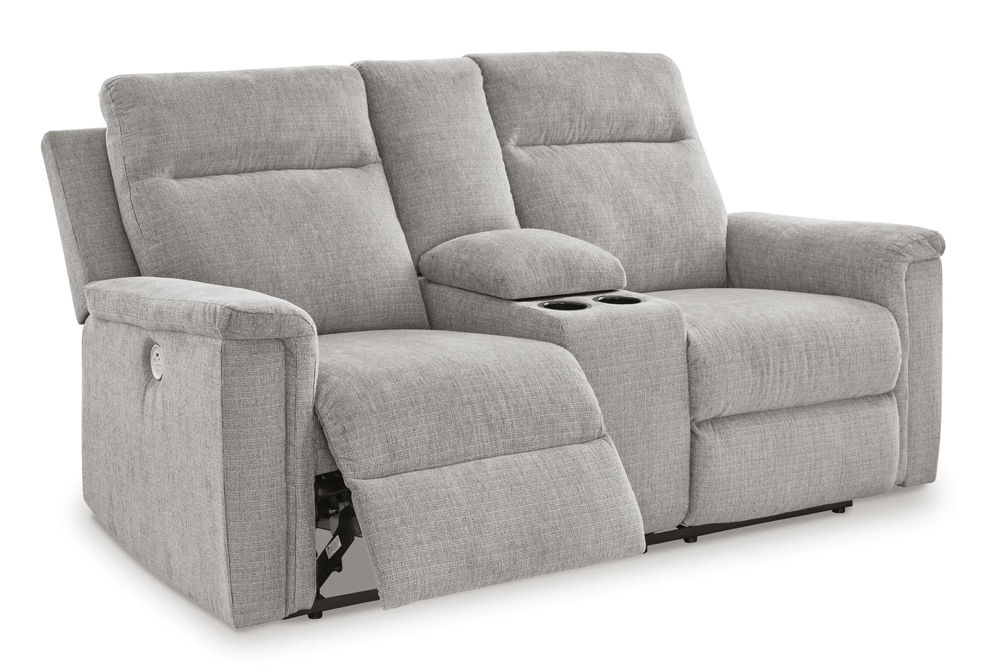 Barnsana - Ash - Dbl Power Reclining Loveseat with Console