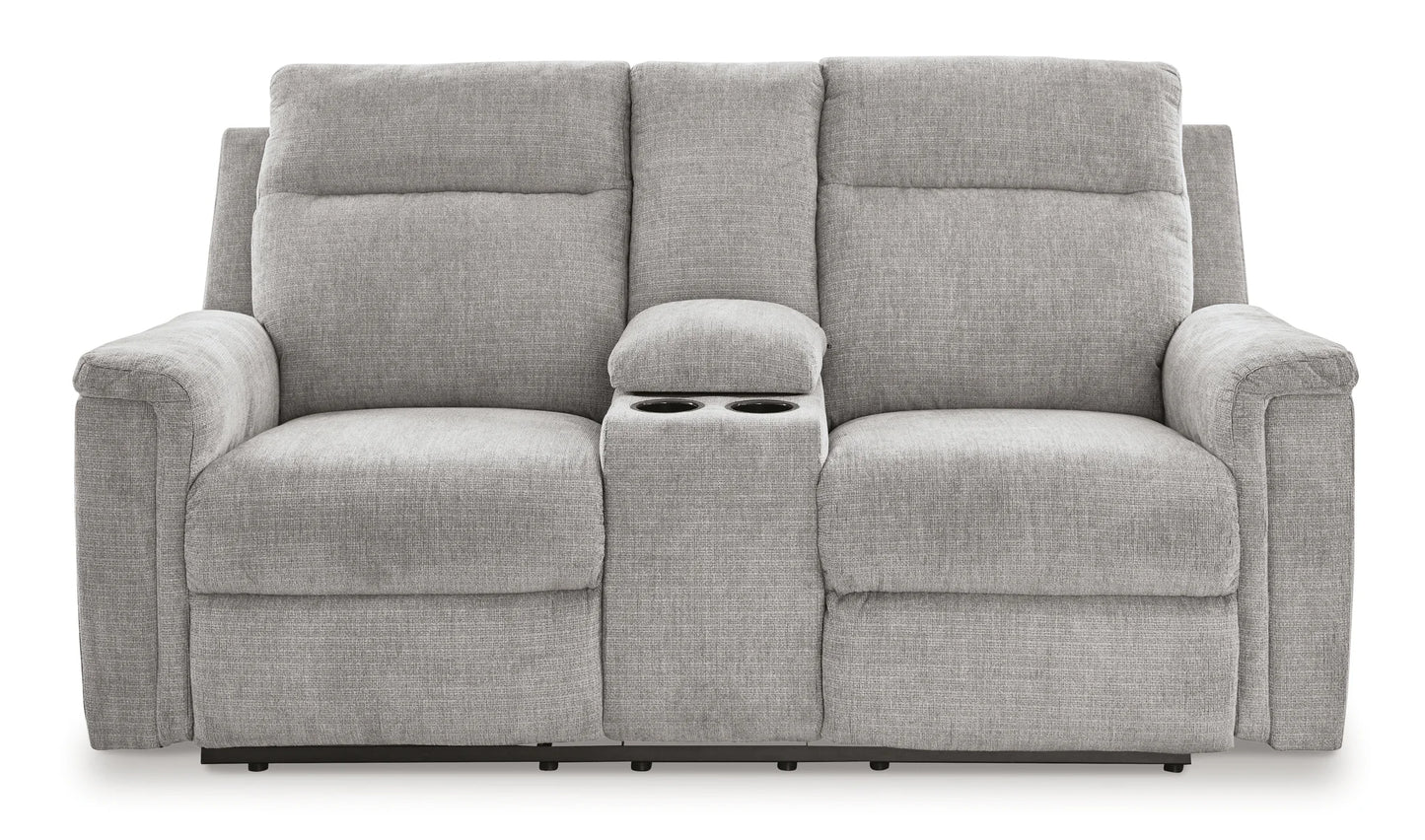 Barnsana - Ash - Dbl Power Reclining Loveseat with Console