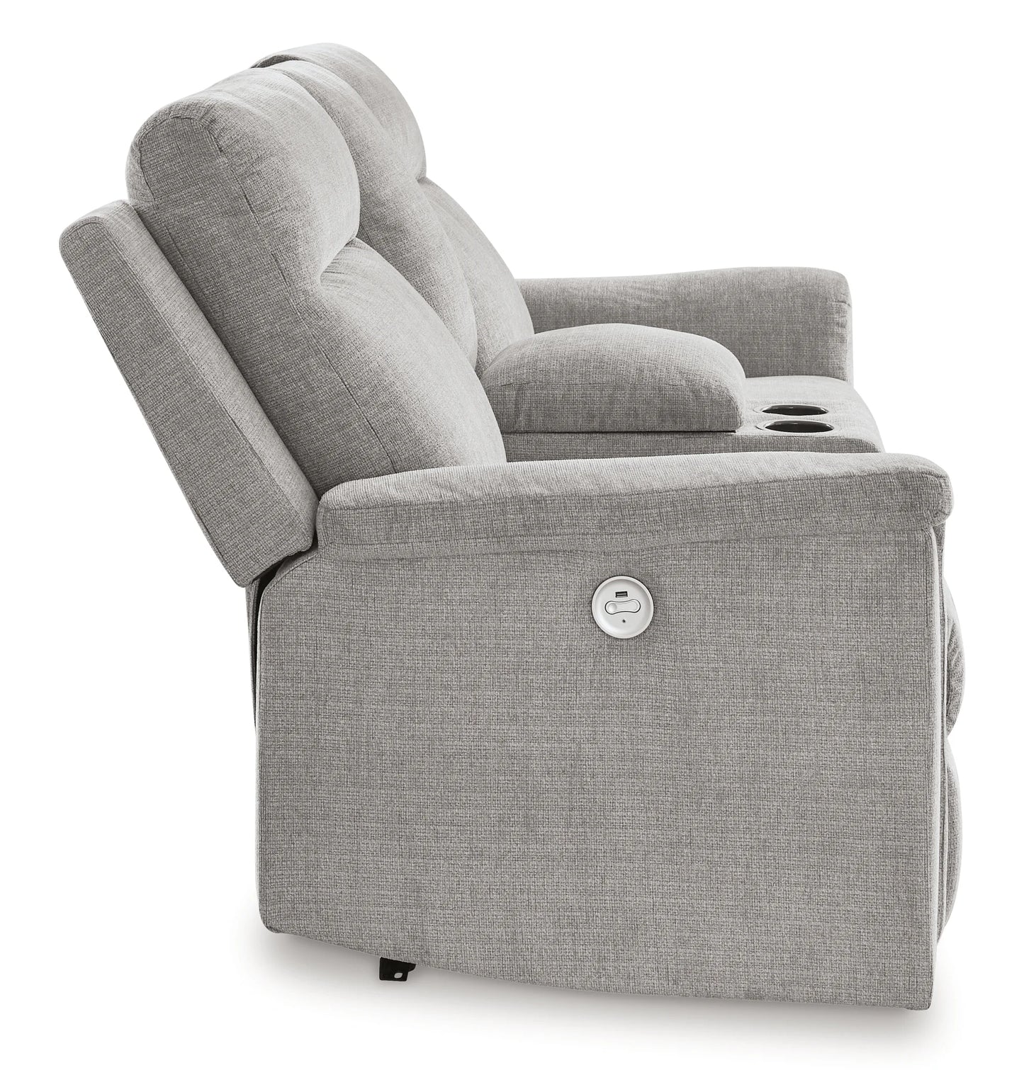 Barnsana - Ash - Dbl Power Reclining Loveseat with Console
