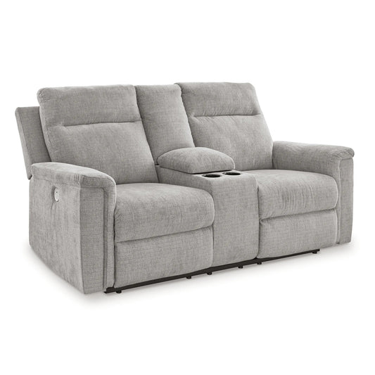 Barnsana - Ash - Dbl Power Reclining Loveseat with Console