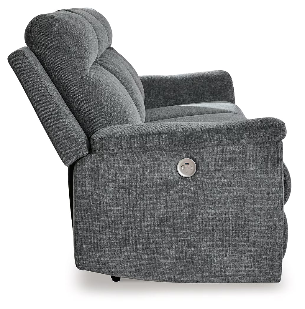 Barnsana - Gravel - 2 Pc. - Power Reclining Sofa, Power Reclining Loveseat
