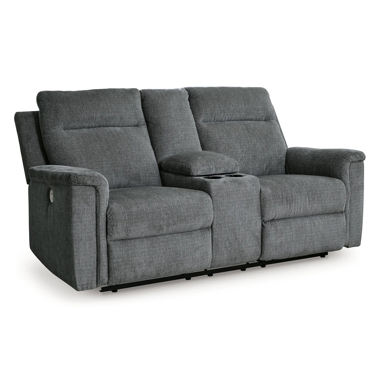 Barnsana - Gravel - Dbl Power Reclining Loveseat with Console