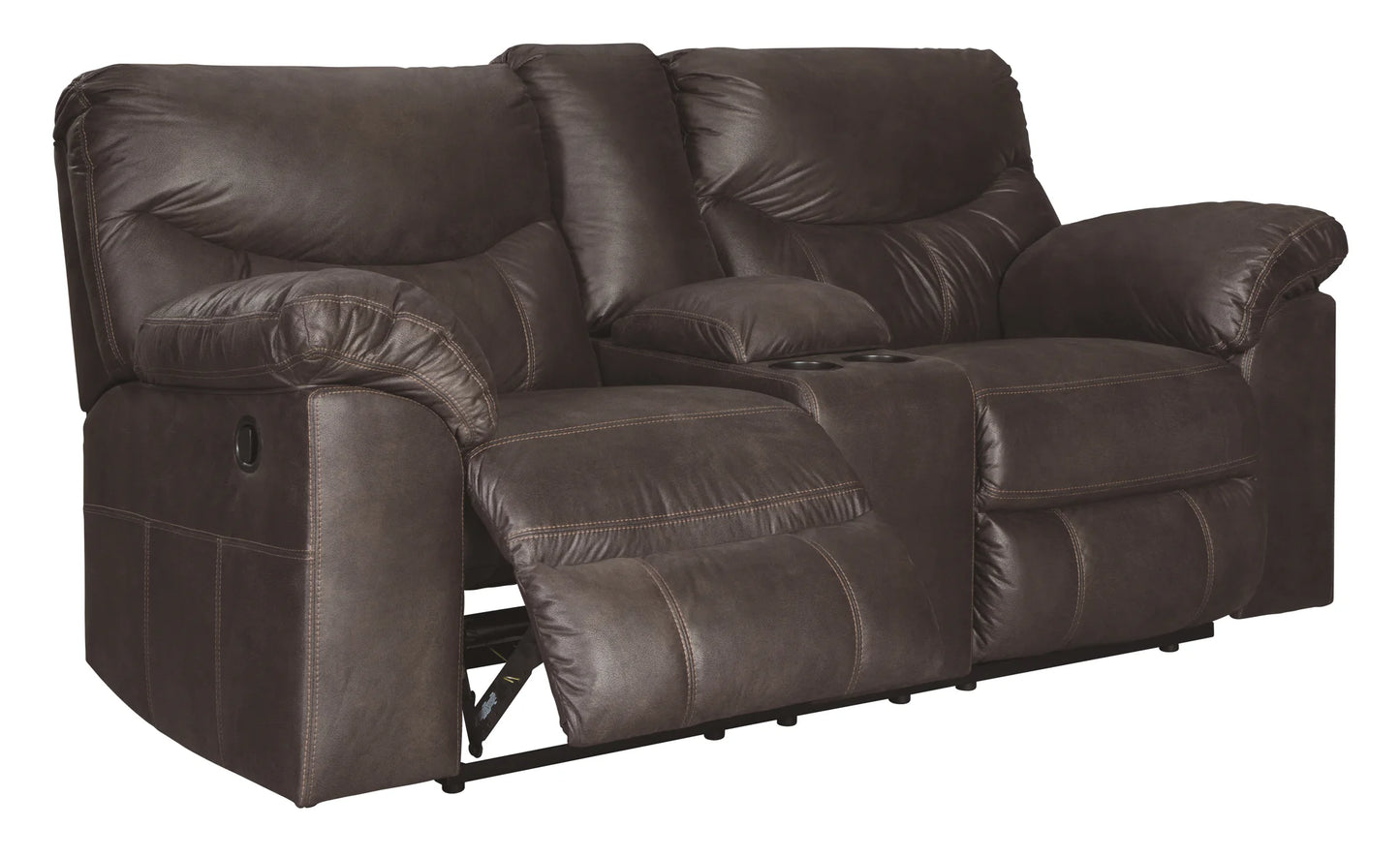 Boxberg - Dark Brown - Dbl Rec Loveseat W/Console