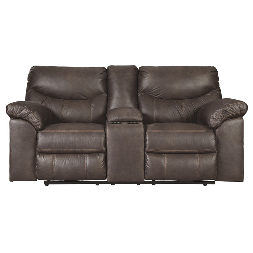 Boxberg - Dark Brown - Dbl Rec Loveseat W/Console