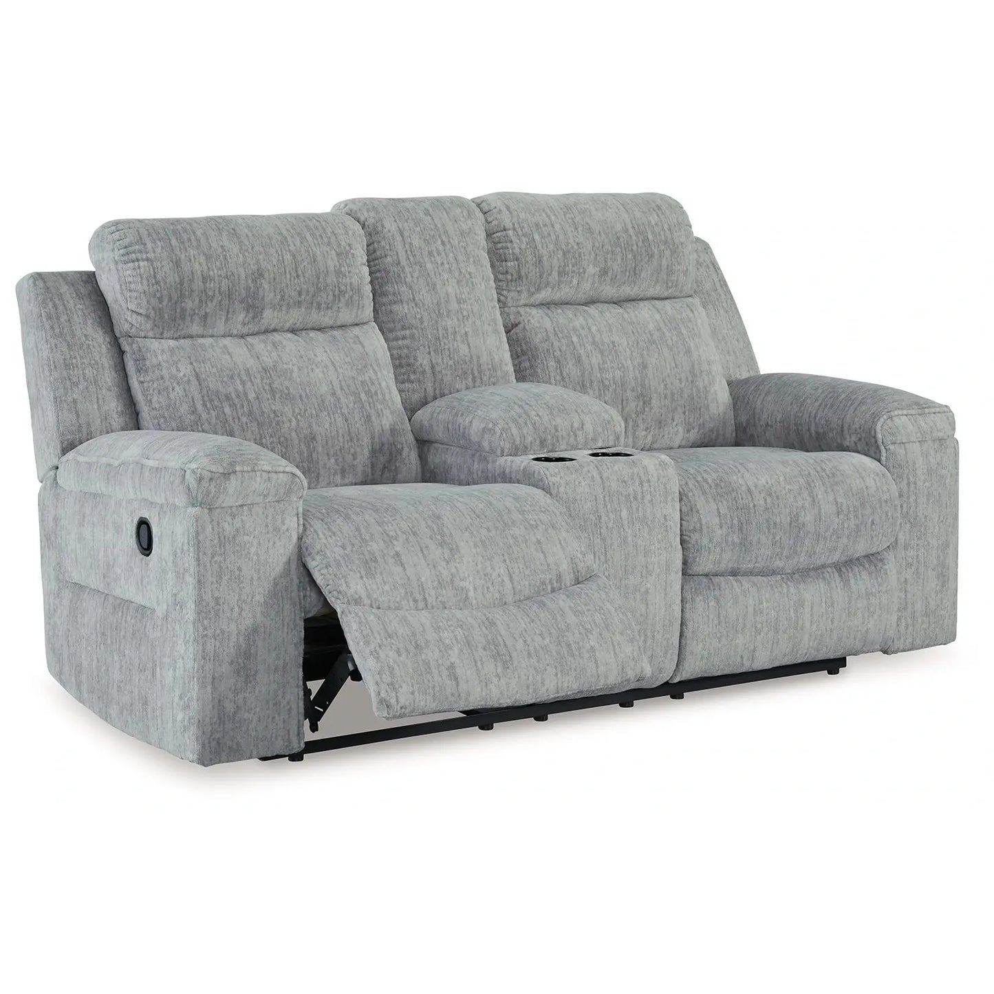 Buntington - Pewter - Dbl Reclining Loveseat With Console