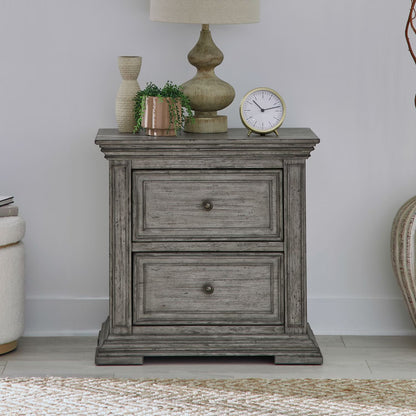 Big Valley - 2 Drawer Night Stand With Charging Station - Gray