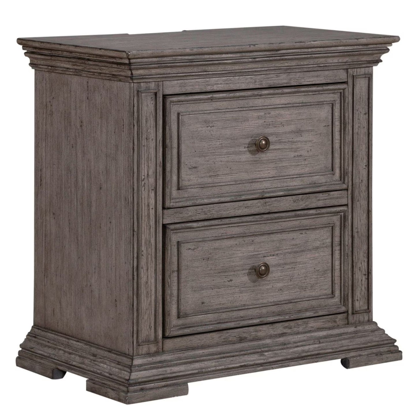 Big Valley - 2 Drawer Night Stand With Charging Station - Gray