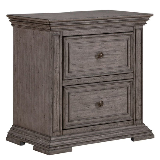Big Valley - 2 Drawer Night Stand With Charging Station - Gray