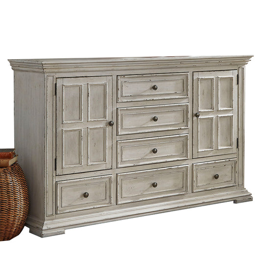 Big Valley - 2 Door 6 Drawer Dresser - Whitestone