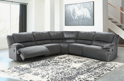 Clonmel - Charcoal - 5-Piece Reclining Sectional With Zero Wall Recliners