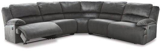 Clonmel - Charcoal - 5-Piece Reclining Sectional With Zero Wall Recliners