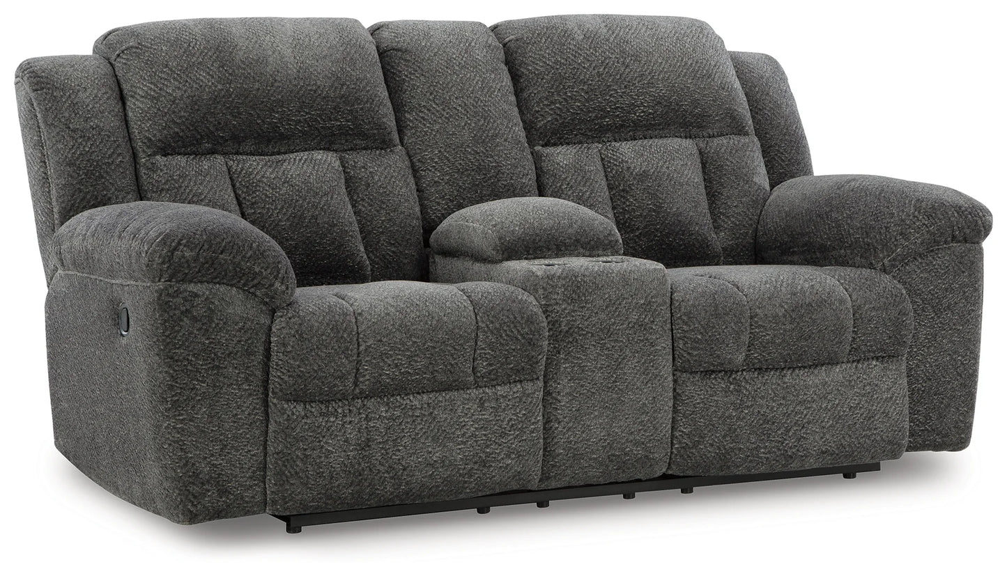 Frohn - Graphite - Dbl Reclining Loveseat With Console