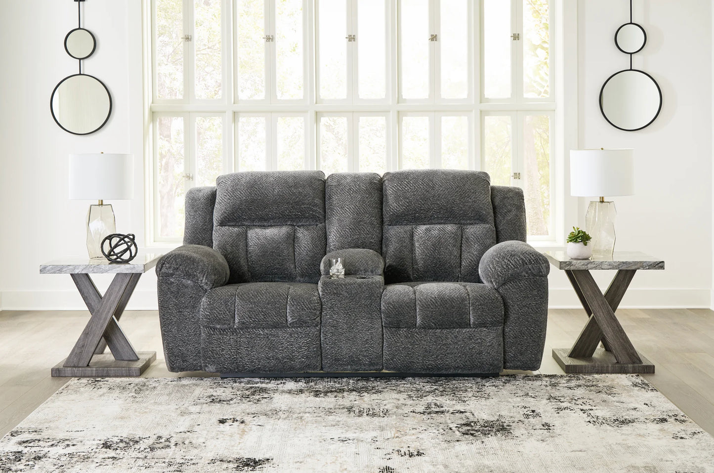 Frohn - Graphite - Dbl Reclining Loveseat With Console