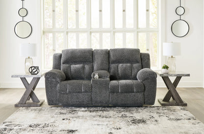 Frohn - Graphite - Dbl Reclining Loveseat With Console