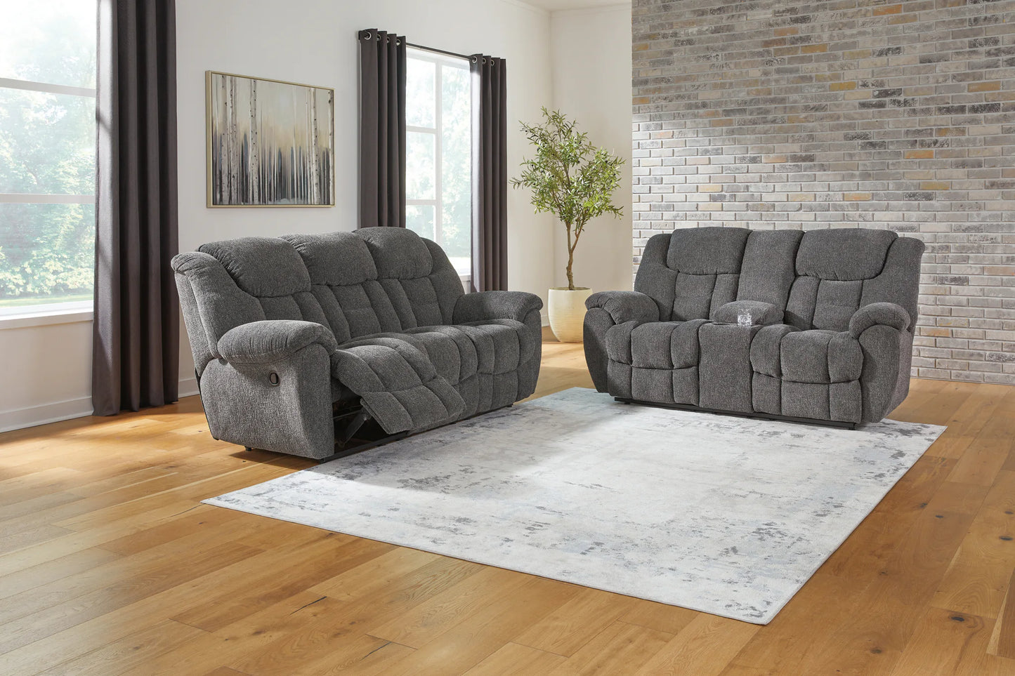 Foreside - Charcoal - 3 Pc. - Reclining Sofa, Reclining Loveseat With Console, Rocker Recliner