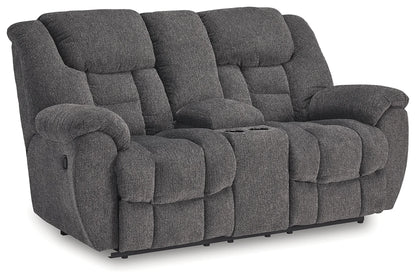 Foreside - Charcoal - 3 Pc. - Reclining Sofa, Reclining Loveseat With Console, Rocker Recliner