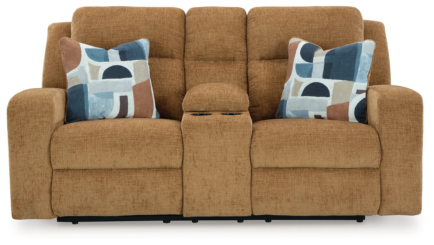 Kanlow - Honey - Dbl Reclining Loveseat With Console-3