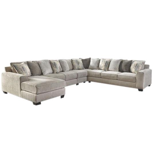 Ardsley - Pewter - Left Arm Facing Corner Chaise With Sofa 5 Pc Sectional