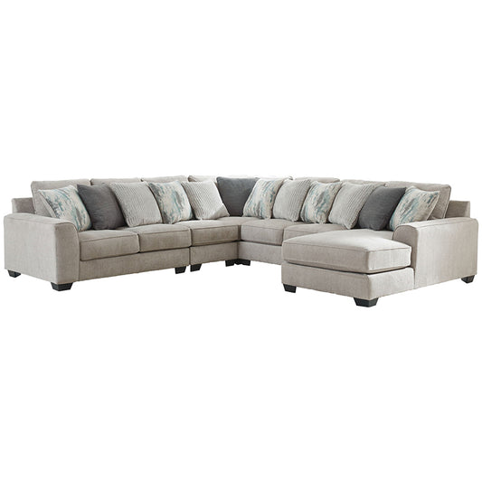 Ardsley - Pewter - Right Arm Facing Corner Chaise With Loveseat 5 Pc Sectional