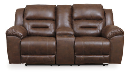 Stoneland - Chocolate - Dbl Rec Loveseat W/Console