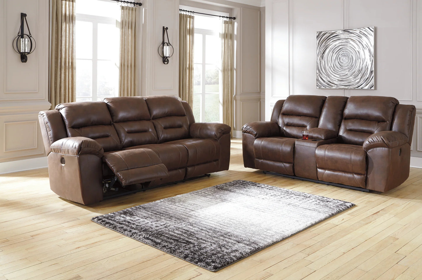 Stoneland - Chocolate - Dbl Rec Loveseat W/Console