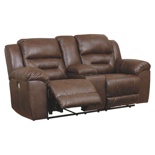 Stoneland - Chocolate - Dbl Rec Pwr Loveseat W/Console