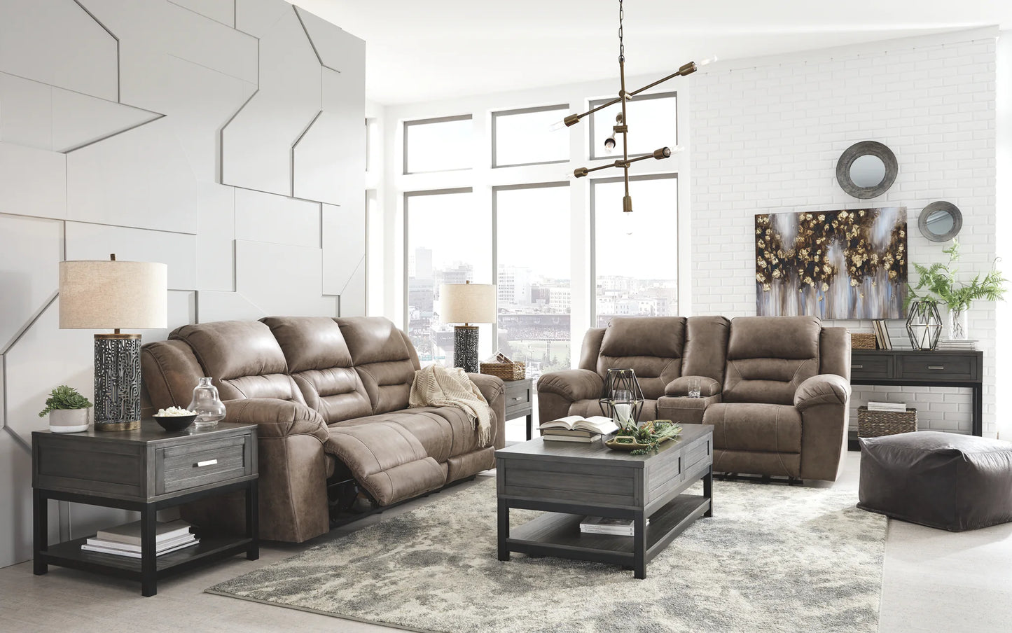 Stoneland - Fossil - 2 Pc. - Power Sofa, Loveseat
