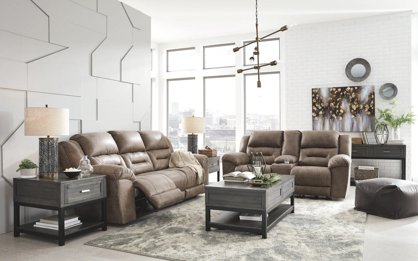 Stoneland - Fossil - 3 Pc. - Power Sofa, Loveseat, Rocker Recliner