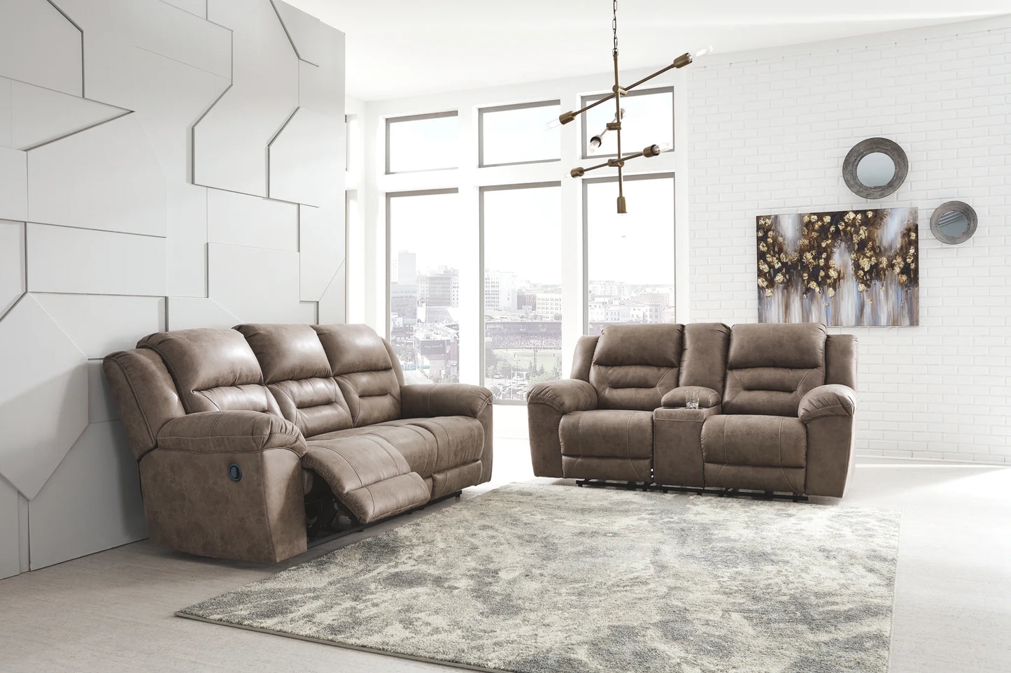 Stoneland - Fossil - 3 Pc. - Reclining Sofa, Loveseat, Rocker Recliner