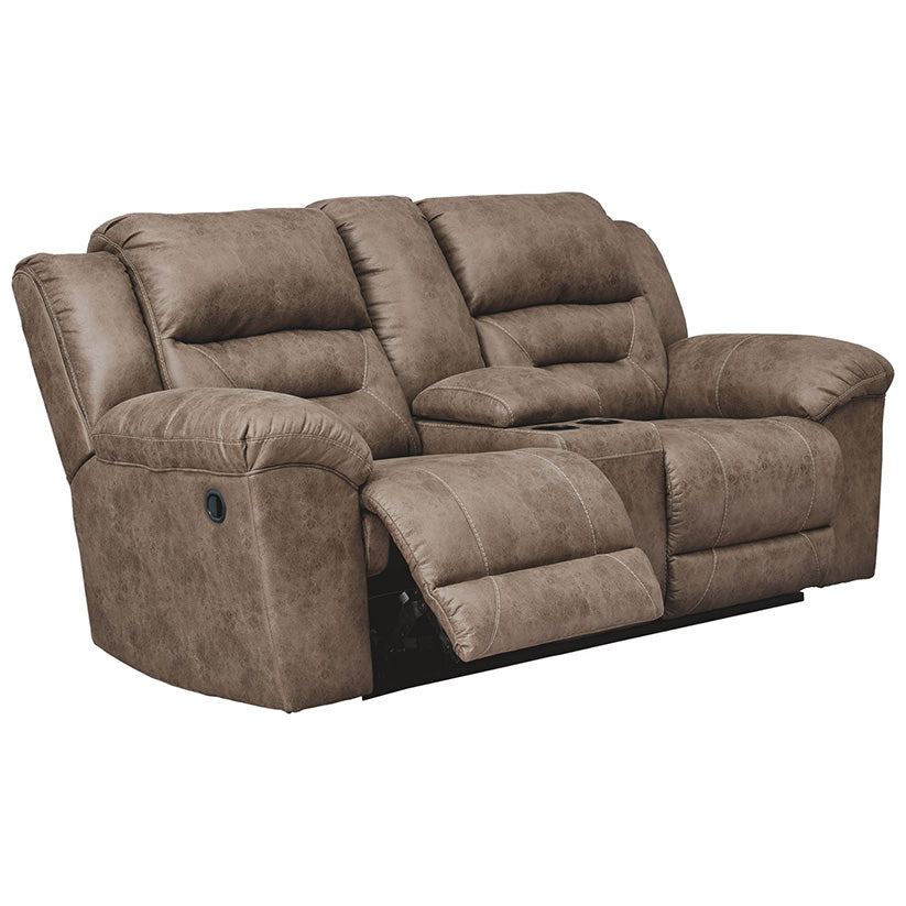 Stoneland - Light Brown - Dbl Rec Loveseat W/Console