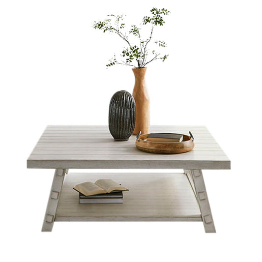 Modern Farmhouse - Oversized Square Cocktail Table - White