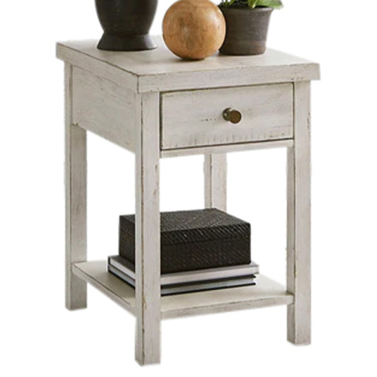 Modern Farmhouse - Drawer Chair Side Table - White