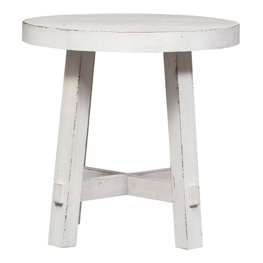 Modern Farmhouse - Splay Leg Round End Table - White