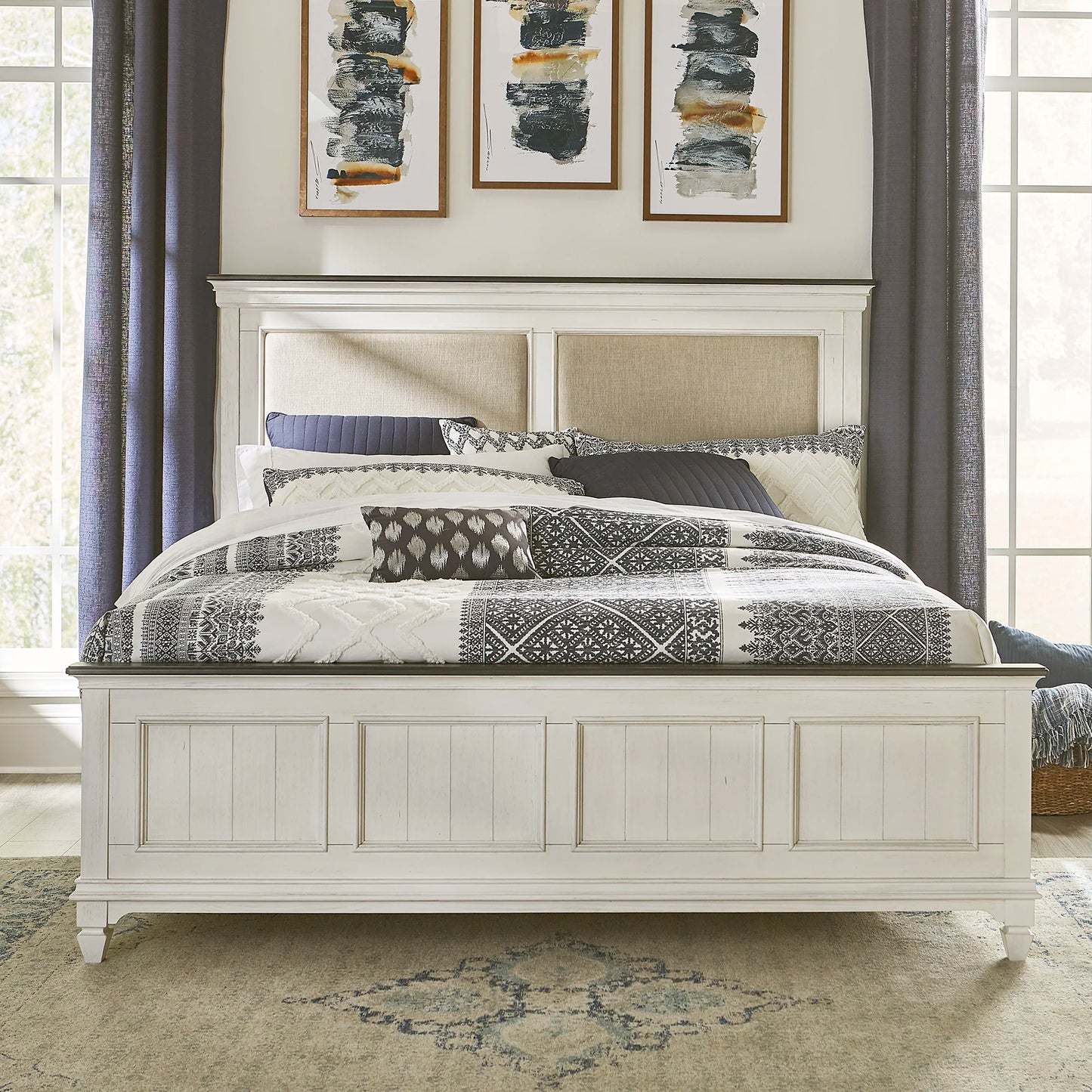 Allyson Park - King Upholstered Bed - White