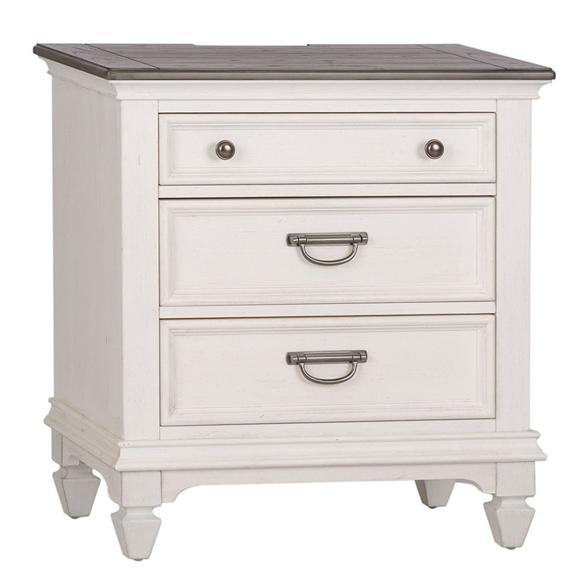 Allyson Park - Night Stand With Charging Station - White